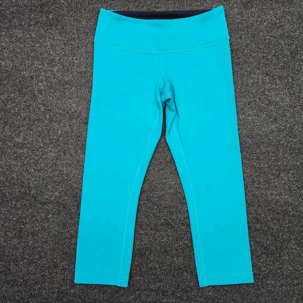 Lululemon Leggings Womens 6 Blue Reversible Cropped Yoga Athletic Running Lounge - Picture 1 of 6